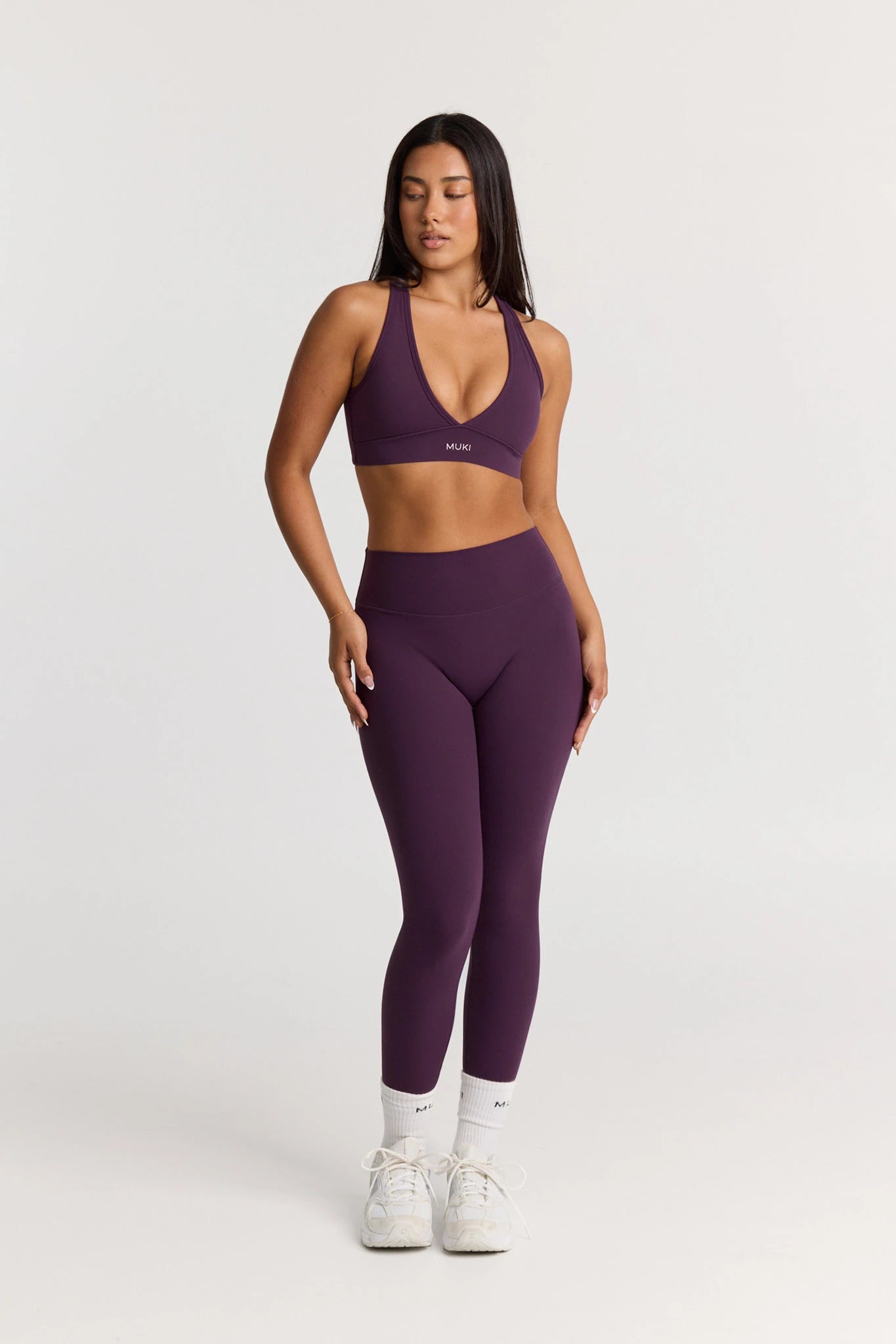 Sculpt Gym Set in Deep Plum - Legging + Crossback Bra – MUKI