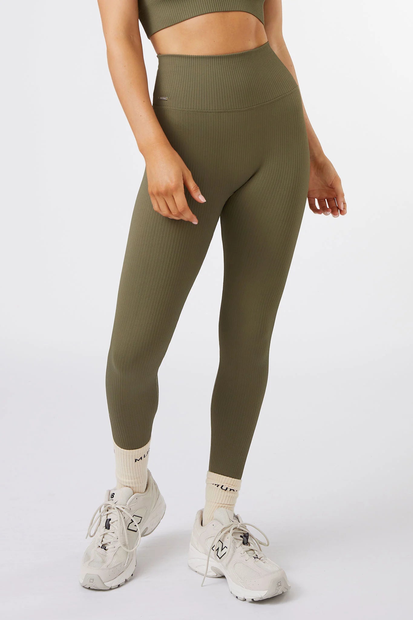 Seamless Ribbed Legging in Olive Green